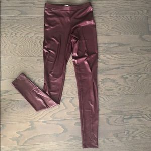 Burgundy faux leather leggings